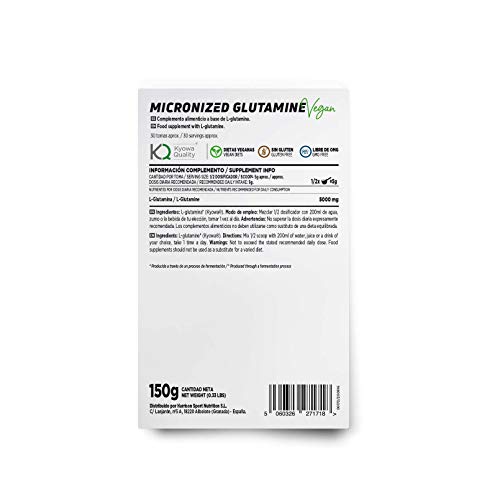 Glutamina Micronizada de HSN | Kyowa como Materia Prima | 100% Pura | Suplemento para favorecer el Crecimiento y Recuperación Muscular | Vegano, Sin Gluten, Sin Lactosa, Sin Sabor, 150 gr Glutamina Micronizada de HSN | Kyowa como Materia Prima | 100% Pura | Suplemento para favorecer el Crecimiento y Recuperación Muscular | Vegano, Sin Gluten, Sin Lactosa, Sin Sabor, 150 gr