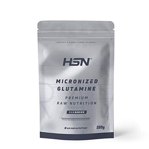 Glutamina Micronizada de HSN | Kyowa como Materia Prima | 100% Pura | Suplemento para favorecer el Crecimiento y Recuperación Muscular | Vegano, Sin Gluten, Sin Lactosa, Sin Sabor, 150 gr