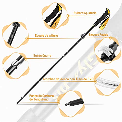 Glymnis Bastones de Senderismo Bastones Trekking Plegables 2pcs 36cm~130cm de Aleación de Aluminio 7075 y EVA para Senderismo Alpinismo Trail Viaje Glymnis Bastones de Senderismo Bastones Trekking Plegables 2pcs 36cm~130cm de Aleación de Aluminio 7075 y EVA para Senderismo Alpinismo Trail Viaje