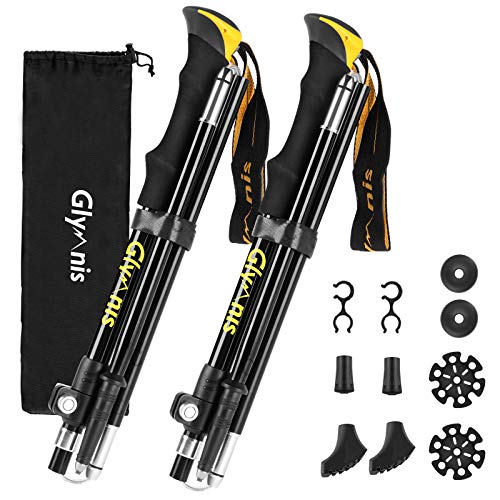 Glymnis Bastones de Senderismo Bastones Trekking Plegables 2pcs 36cm~130cm de Aleación de Aluminio 7075 y EVA para Senderismo Alpinismo Trail Viaje Glymnis Bastones de Senderismo Bastones Trekking Plegables 2pcs 36cm~130cm de Aleación de Aluminio 7075 y EVA para Senderismo Alpinismo Trail Viaje