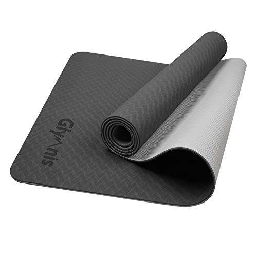 Glymnis Esterilla Yoga Antideslizante Colchoneta Yoga Mat Esterilla Deporte de Material Ecológico TPE Esterilla Pilates con Correa 183mm x 61mm x 6mm Negro