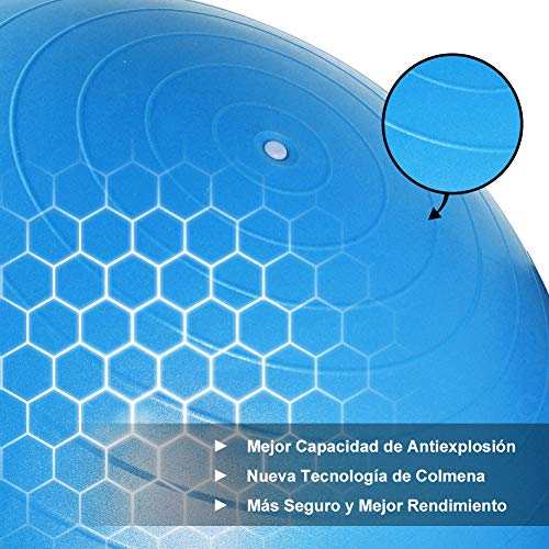 Glymnis Pelota de Ejercicio Pelota Anti-Burst para Pilates Gimnasia Fitness Equilibrio Yoga Embarazo 55cm 65cm 75cm con Hinchador Azul (55cm) Glymnis Pelota de Ejercicio Pelota Anti-Burst para Pilates Gimnasia Fitness Equilibrio Yoga Embarazo 55cm 65cm 75cm con Hinchador Azul (55cm)