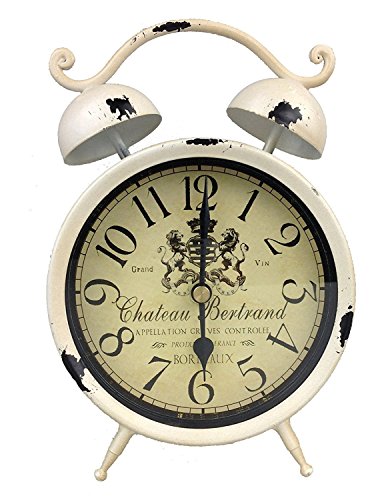 GMMH Reloj De Mesa Nostalgie Antiguo Vintage Retro Metal Reloj de pie Deko Reloj Despertador en Despertador Diseño (Crema 54 – 7)