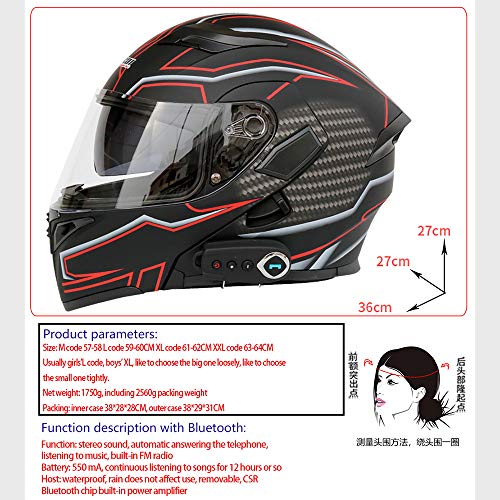 GNB - Cascos modulares para motocicleta Bluetooth+FM DOT con certificación Flip Up Touring Cascos incorporados con altavoz dual Bluetooth con micrófono para respuesta automática, L GNB - Cascos modulares para motocicleta Bluetooth+FM DOT con certificación Flip Up Touring Cascos incorporados con altavoz dual Bluetooth con micrófono para respuesta automática, L