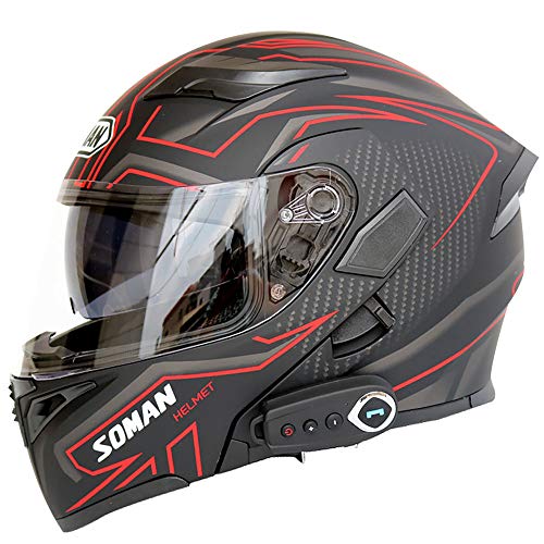 GNB - Cascos modulares para motocicleta Bluetooth+FM DOT con certificación Flip Up Touring Cascos incorporados con altavoz dual Bluetooth con micrófono para respuesta automática, L GNB - Cascos modulares para motocicleta Bluetooth+FM DOT con certificación Flip Up Touring Cascos incorporados con altavoz dual Bluetooth con micrófono para respuesta automática, L