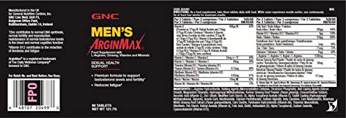 GNC Men's ArginMax, 90 tabletas, apoya el flujo sanguíneo y la vitalidad GNC Men's ArginMax, 90 tabletas, apoya el flujo sanguíneo y la vitalidad
