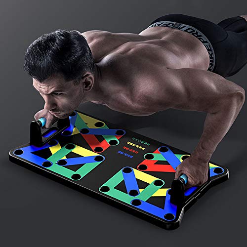 Gnohnay 18 en 1 Tabla de Flexiones, Plegable Push Up Board con Asa, Tablero de Soporte de Culturismo Multifuncional para Entrenamiento en Casa 1 Par de Correa Muñeca