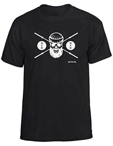 GO HEAVY Camiseta para Hombres- Barbell Skull - Negro L GO HEAVY Camiseta para Hombres- Barbell Skull - Negro L