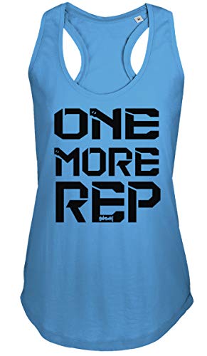 GO HEAVY Mujer Racer Camiseta Tirantes Deporte de Gimnasio Camiseta sin Mangas | Yoga Sport Top One More Rep Azul S GO HEAVY Mujer Racer Camiseta Tirantes Deporte de Gimnasio Camiseta sin Mangas | Yoga Sport Top One More Rep Azul S