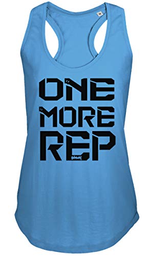 GO HEAVY Mujer Racer Camiseta Tirantes Deporte de Gimnasio Camiseta sin Mangas | Yoga Sport Top One More Rep Azul S