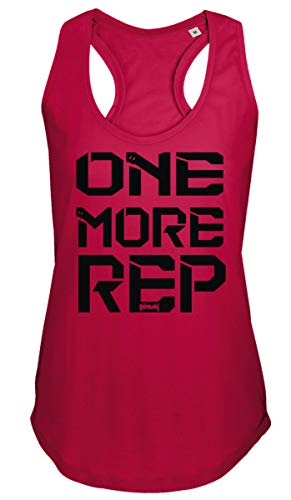 GO HEAVY Mujer Racer Camiseta Tirantes Deporte de Gimnasio Camiseta sin Mangas | Yoga Sport Top One More Rep Rojo XS