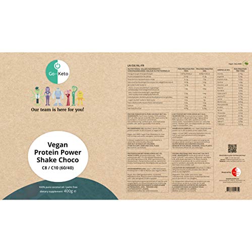 Go-Keto MCT Vegan Protein Shake Choco, 400 g en polvo | con MCT de aceite de coco para su dieta ceto | proteína vegana de proteína de guisante y proteína de arroz | sin azúcar, sin lactosa Go-Keto MCT Vegan Protein Shake Choco, 400 g en polvo | con MCT de aceite de coco para su dieta ceto | proteína vegana de proteína de guisante y proteína de arroz | sin azúcar, sin lactosa