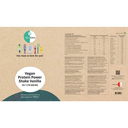 Go-Keto MCT Vegan Protein Shake Vainilla, 400 g en polvo | con MCT de aceite de coco para su dieta ceto | proteína vegana de proteína de guisante y proteína de arroz | sin azúcar, sin lactosa Go-Keto MCT Vegan Protein Shake Vainilla, 400 g en polvo | con MCT de aceite de coco para su dieta ceto | proteína vegana de proteína de guisante y proteína de arroz | sin azúcar, sin lactosa