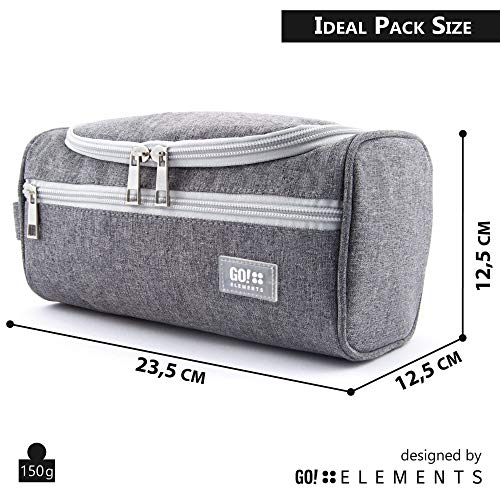GO!elements® Bolsa de Aseo | Mochila para Colgar Hombres y Mujeres | Bolso cosmético Hombre Mujer para Maletas y Equipaje de Mano | Bolsa de Viaje Bolsa de Lavado, Color:Gris GO!elements® Bolsa de Aseo | Mochila para Colgar Hombres y Mujeres | Bolso cosmético Hombre Mujer para Maletas y Equipaje de Mano | Bolsa de Viaje Bolsa de Lavado, Color:Gris