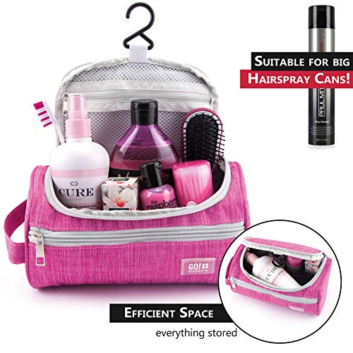 GO!elements® Bolsa de Aseo | Mochila para Colgar Hombres y Mujeres | Bolso cosmético Hombre Mujer para Maletas y Equipaje de Mano | Bolsa de Viaje Bolsa de Lavado, Color:Rosa