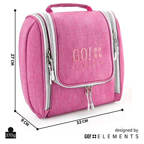 GO!elements® Bolsa de Aseo para Colgar Hombres y Mujeres | Neceser cosmético Hombre Grande Mujer para Maletas y Equipaje de Mano | Neceser de Viaje, Color:Rosa GO!elements® Bolsa de Aseo para Colgar Hombres y Mujeres | Neceser cosmético Hombre Grande Mujer para Maletas y Equipaje de Mano | Neceser de Viaje, Color:Rosa
