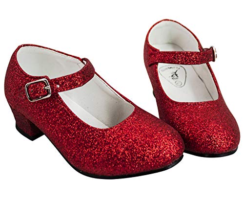 Gojoy shop- Zapato con Tacón de Danza Baile Flamenco o Sevillanas para Niña y Mujer, 5 Colores Disponibles (P-Rojo, 35)