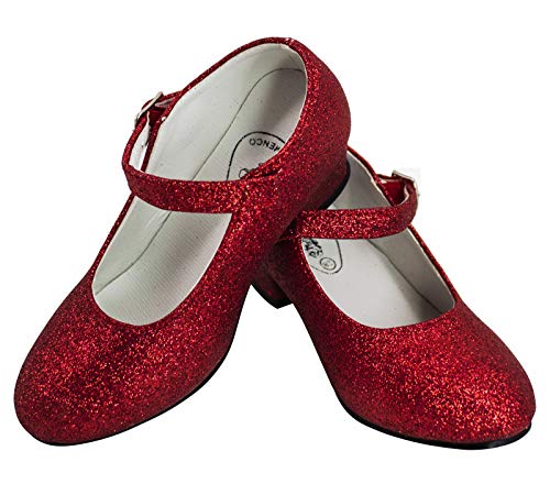 Gojoy shop- Zapato con Tacón de Danza Baile Flamenco o Sevillanas para Niña y Mujer, 5 Colores Disponibles (P-Rojo, 35)