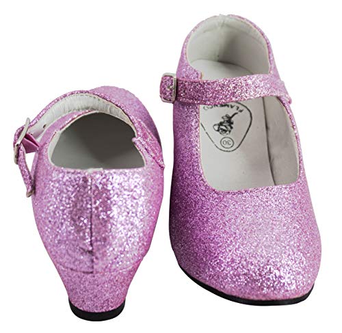 Gojoy shop- Zapato con Tacón de Danza Baile Flamenco o Sevillanas para Niña y Mujer, 5 Colores Disponibles (P- Rosa Clara, 26)