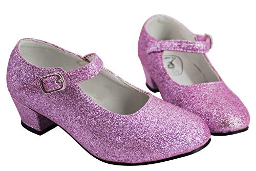 Gojoy shop- Zapato con Tacón de Danza Baile Flamenco o Sevillanas para Niña y Mujer, 5 Colores Disponibles (P- Rosa Clara, 26)