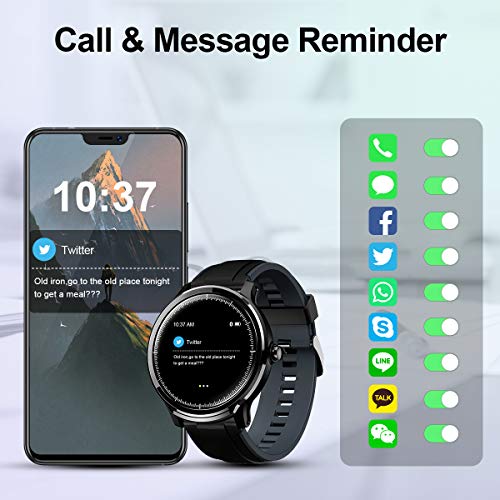 GOKOO Bluetooth Smartwatch Hombre Reloj Inteligente Fitness IP68 Impermeable Actividad Monitor Pulsómetro Compatible con Android iOS