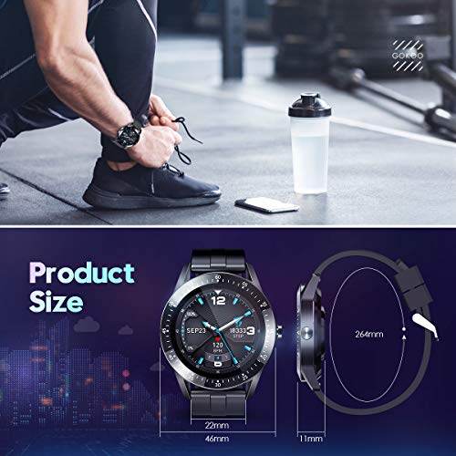 GOKOO Reloj Inteligente Hombres Smartwatch Monitor de Actividad con 24 Modos Deportivos Pulsómetro Calorías Monitor de Sueño Podómetro IP67 Impermeable Reloj Compatible con Android iOS (Negro)
