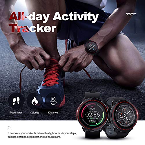 GOKOO Smartwatch Hombres Mujeres Reloj Inteligente Deportivo 9 Modos Deportivos IP67 Impermeable Compatible con Sistemas iOS y Android