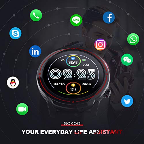 GOKOO Smartwatch Hombres Mujeres Reloj Inteligente Deportivo 9 Modos Deportivos IP67 Impermeable Compatible con Sistemas iOS y Android