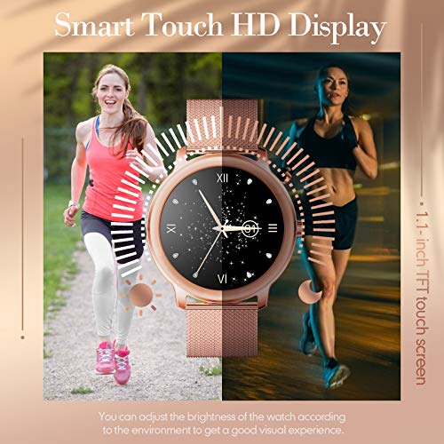 GOKOO Smartwatch Mujer Reloj Inteligente Elegante Dorado Reloj de Fitness IP67 Impermeable Reloj Inteligente Deportivo Pulsómetros Presión Arterial Calorías Compatible con Android iOS