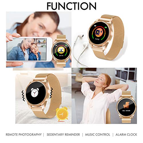 GOKOO Smartwatch Mujer Reloj Inteligente Pulsera Actividad para Deporte Pulsómetros Monitorización Presión Arterial Rastreador Fitness Compatible con Android iOS