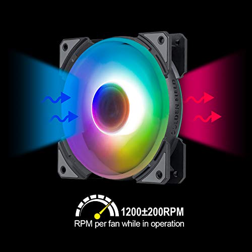 GOLDEN CAMPO MH-F Colorido PC ventilador de 120 mm color arco iris silencioso LED ventilador de refrigeración para computadora PC caso CPU Cooler Radiador (paquete de 3)