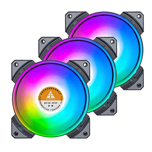 GOLDEN CAMPO MH-F Colorido PC ventilador de 120 mm color arco iris silencioso LED ventilador de refrigeración para computadora PC caso CPU Cooler Radiador (paquete de 3)