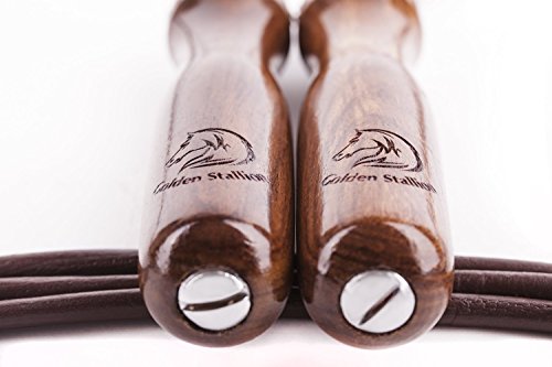 Golden Stallion – Comba de saltar ajustable con rodamientos y pesas – Comba de cuero Golden Stallion – Comba de saltar ajustable con rodamientos y pesas – Comba de cuero