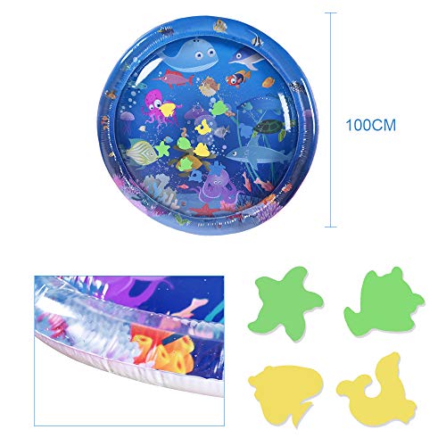 GOLDGE 100 * 100CM Alfombra Inflable del Agua para Bebés, Manta Agua Bebé de Juego de Esterilla de Agua PVC Entretenimiento Estimulación Crecimiento Juguetes sensoriales Almohadilla