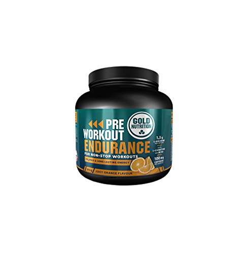 Goldnutrition Pre-Workout Endurance 300g, Naranja Jugosa, Entrenamiento de Resistencia