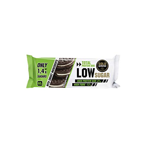 Goldnutrition Total Protein Bar Low Sugar 60g, Crema y Galleta, Paquete de 10 x 60g