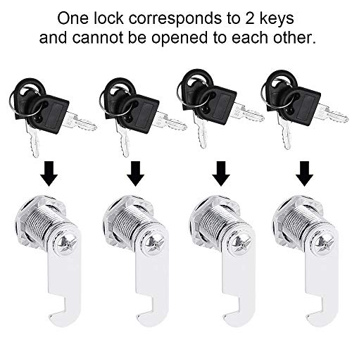 GOLRISEN Cerraduras de Taquillas de 18mm, 4 Cerraduras de Buzones con Llaves, Cerradura para Armario/Cajón u Otros Muebles, para Usarlos en Interiores o Exteriores, Cada Llave Abre Una Sola Cerradura GOLRISEN Cerraduras de Taquillas de 18mm, 4 Cerraduras de Buzones con Llaves, Cerradura para Armario/Cajón u Otros Muebles, para Usarlos en Interiores o Exteriores, Cada Llave Abre Una Sola Cerradura