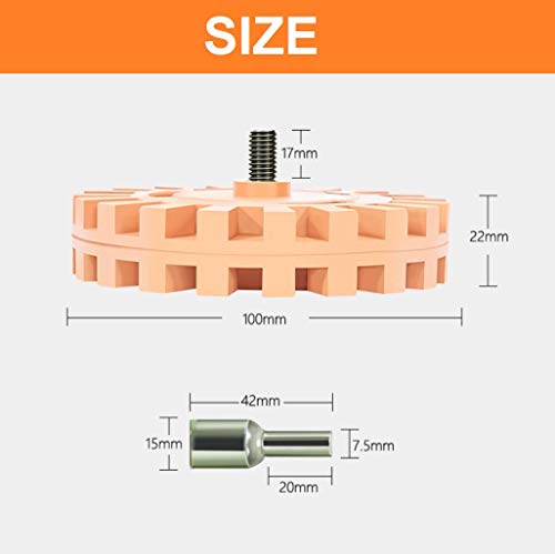 GOLRISEN Disco de Goma para Quitar Adhesivos con Adaptador, Disco para Eliminar Adhesivos, 4000 R.P.M, Ideal para Sacar Vinilos de Vehículos, Coche, Moto y Más