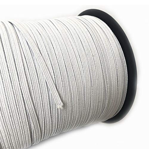 Goma elástica costura blanca 100m, 4mm. Cordón elástico para manualidades y confección. Rollo de cinta elástico para costura. (100 metros).