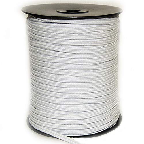 Goma elástica costura blanca 100m, 4mm. Cordón elástico para manualidades y confección. Rollo de cinta elástico para costura. (100 metros).