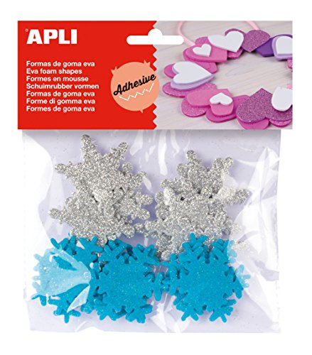 Goma EVA APLI Formas Adhesivas con Purpurina Copo Nieve Bolsa de 22 Goma EVA APLI Formas Adhesivas con Purpurina Copo Nieve Bolsa de 22