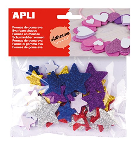Goma EVA APLI Formas Adhesivas con Purpurina Estrella Color Bolsa de 50 Goma EVA APLI Formas Adhesivas con Purpurina Estrella Color Bolsa de 50