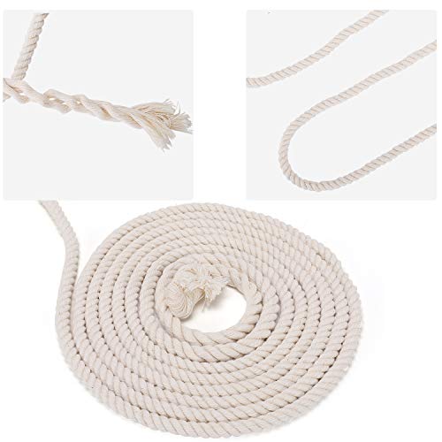 GoMaihe Macrame Cuerda, 8mm x 30m Cordón Hilo de Algodón Natural Colgante de Pared de Macramé, Bricolaje Artesanía Colgante de Pared Colgador de Planta Tejido Cordón Tejer Decoración Envolver, Beige