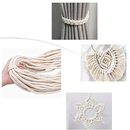 GoMaihe Macrame Cuerda, 8mm x 30m Cordón Hilo de Algodón Natural Colgante de Pared de Macramé, Bricolaje Artesanía Colgante de Pared Colgador de Planta Tejido Cordón Tejer Decoración Envolver, Beige