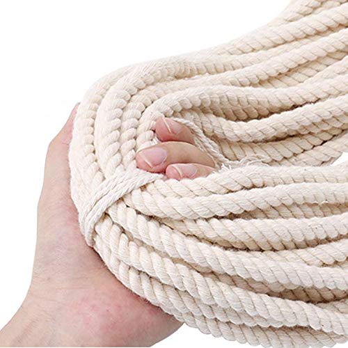 GoMaihe Macrame Cuerda, 8mm x 30m Cordón Hilo de Algodón Natural Colgante de Pared de Macramé, Bricolaje Artesanía Colgante de Pared Colgador de Planta Tejido Cordón Tejer Decoración Envolver, Beige