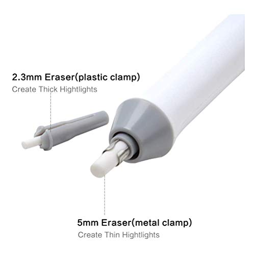 Gomas de Borrar a Pilas,Borrador Electrico Automático con 2 Repuesto Clips y 22 Goma, Principiantes,Profesionales y Artistas(10x2.3mm + 12x5mm)