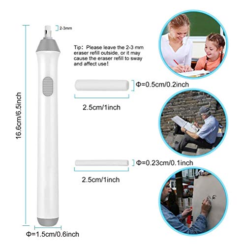 Gomas de Borrar a Pilas,Borrador Electrico Automático con 2 Repuesto Clips y 22 Goma, Principiantes,Profesionales y Artistas(10x2.3mm + 12x5mm)