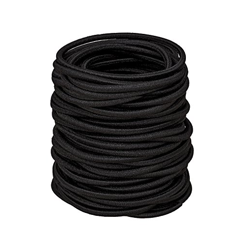 Gomas de Pelo Bandas del Pelo Cintas de Goma,Negro, Paquete de 40 Gomas de Pelo Bandas del Pelo Cintas de Goma,Negro, Paquete de 40