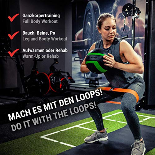 Gomas elasticas fitness de VIA FORTIS – Bandas elasticas musculacion hecho de material textil que no daña la piel - con el plan de entrenamiento y la bolsa - disponible como conjunto