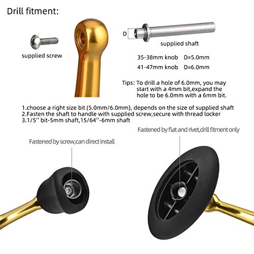Gomexus Perilla Carrete para Shimano Stella FI 1000-4000 Daiwa Certate 1000-4000 Pomo Carretes de Pesca Spinning Directo,Daiwa BG Penn Spinfisher Instalación de Perforación 38mm Metal